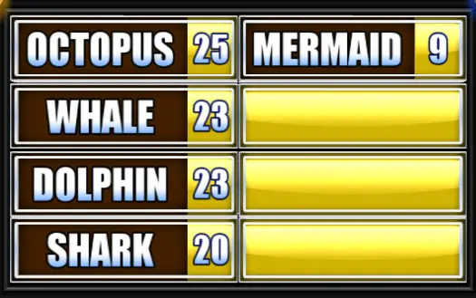 Octopus, Whale, Dolphin, Shark, Mermaid