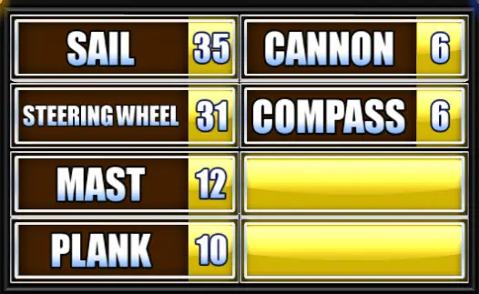 Sail, Steering Wheel, Mast, Plank, Cannon, Compass